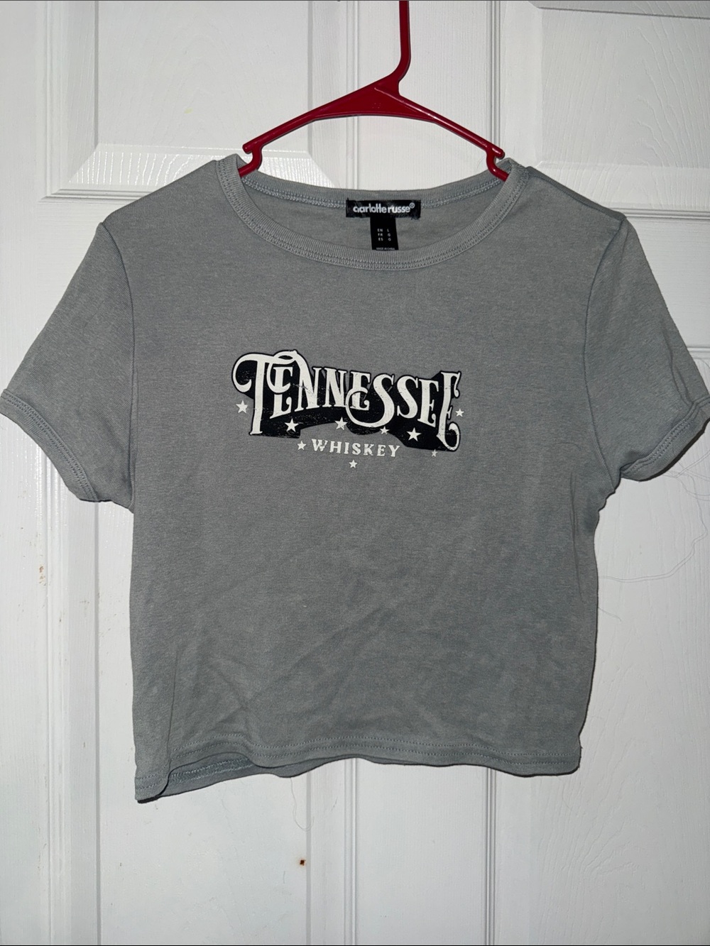 Charlotte Russe Gray Tennessee Whiskey Graphic Crop Top